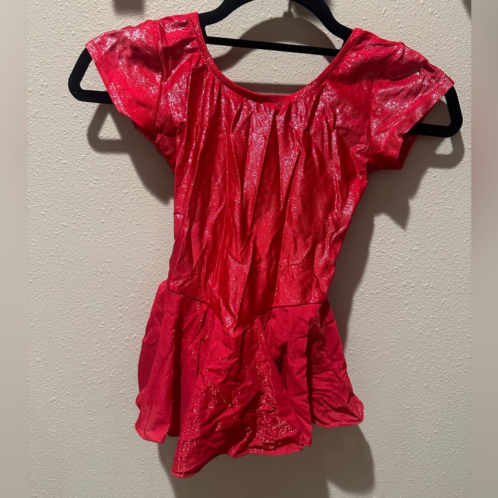 Girls Red Sparkle Skating Dress